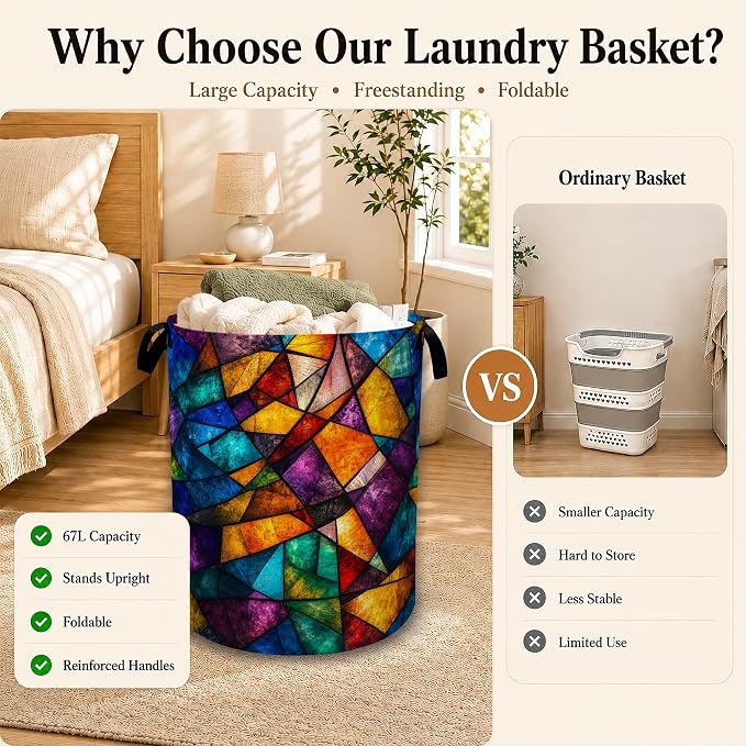 Stained Glass Mosaic Collapsible Laundry Hamper - Image 3