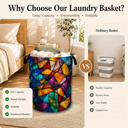 Stained Glass Mosaic Collapsible Laundry Hamper - Image 3
