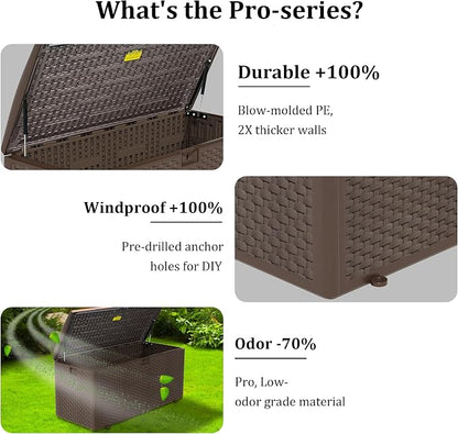 180 Gallon Pro Outdoor Storage Box Waterproof Lockable Resin Deck Box Large - Image 7
