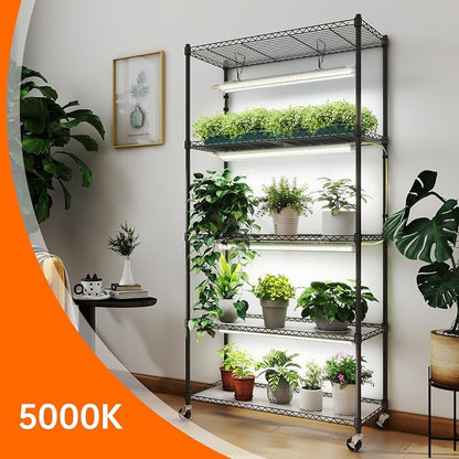 Bstrip Plant Shelf with Grow Light, 5-Tier Plant Stand with T8 24W Grow Light - Image 2