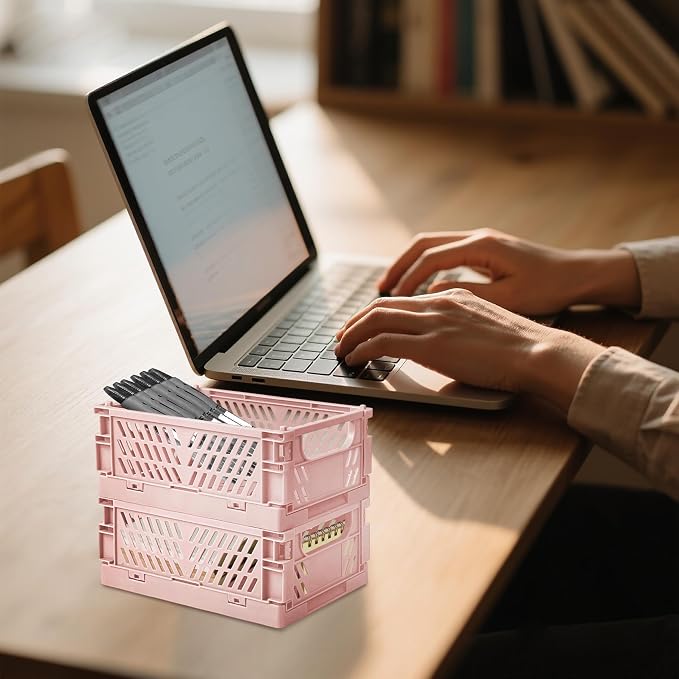 6 Pack Mini Foldable Small Plastic Baskets - Image 6