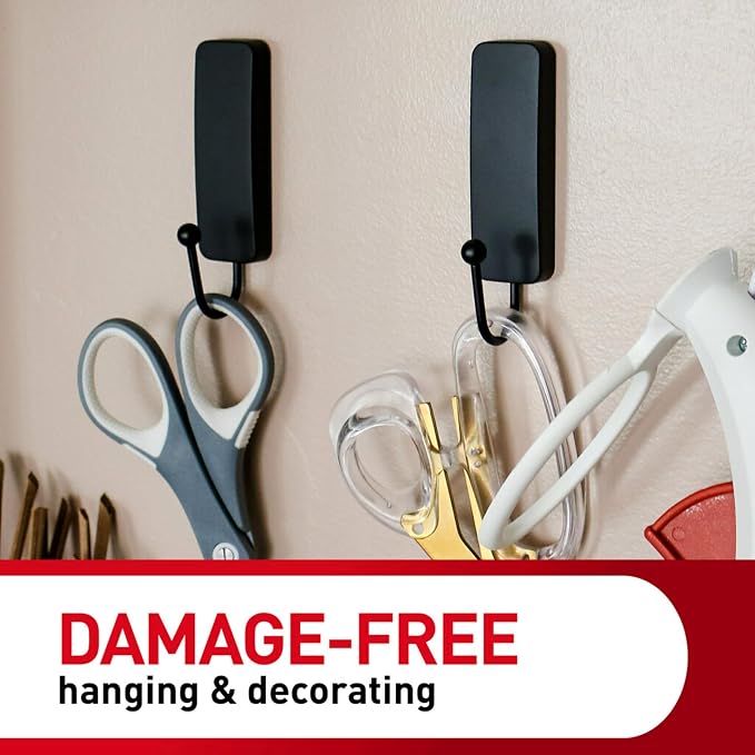 Command Medium Matte Black Wall Hook, 2 Coat Hooks and 4 Strips, Damage-Free - Image 6