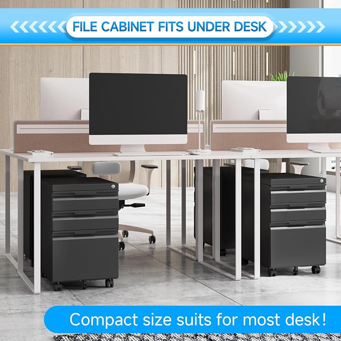 3 Drawer Mobile File Cabinet - Image 4