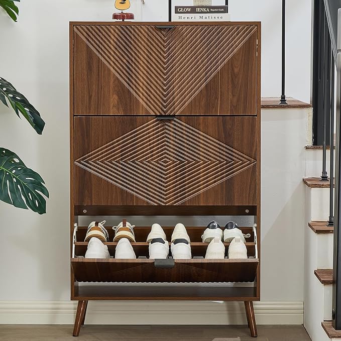 oakvivo Shoe Cabinet with 3 Flip Drawers, 31.5'' W Freestanding Narrow Shoe by OAKVIVOElegantLifestyle