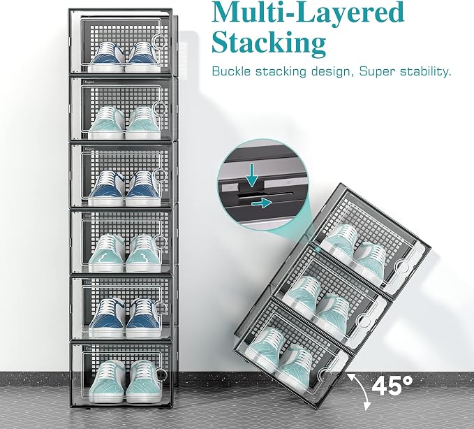 Kuject 12 Pack Large Shoe Boxes, Drop-front design fits women's size 10 - Image 3