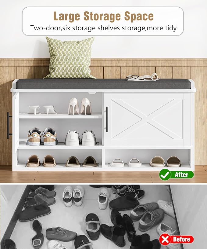 Farmhouse Shoe Storage Bench - Image 9