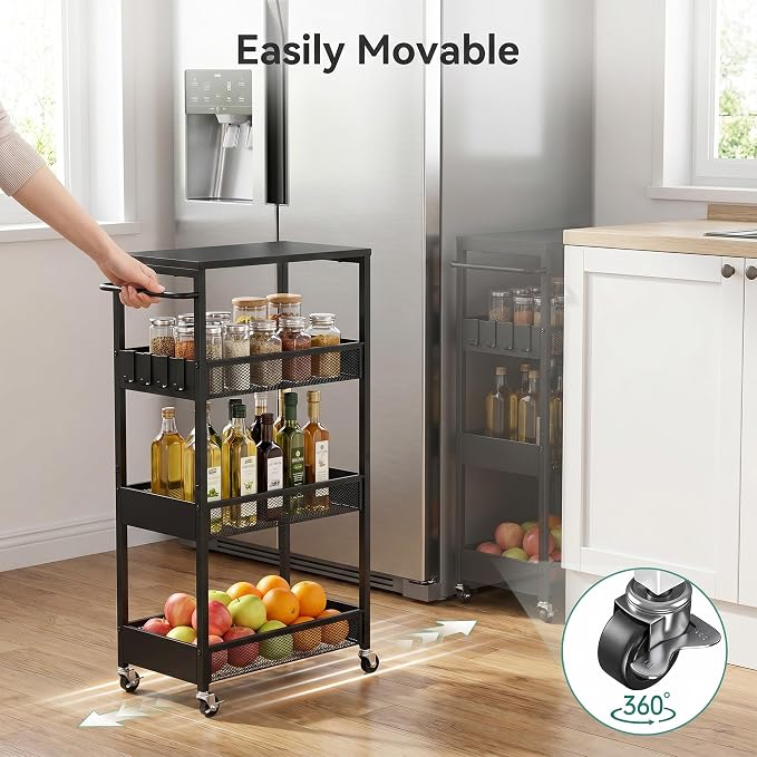 Rolling Utility Cart, 4 Tier Metal Storage Cart - Image 4