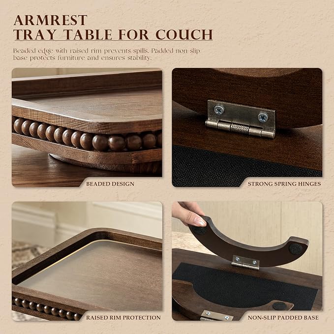 EOSAHR Pine Wood Couch Tray - Image 7