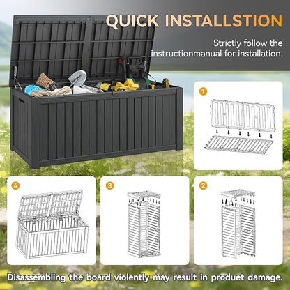 150 Gallon Outdoor Storage Box, Resin Deck Boxes Outdoor Waterproof - Image 7
