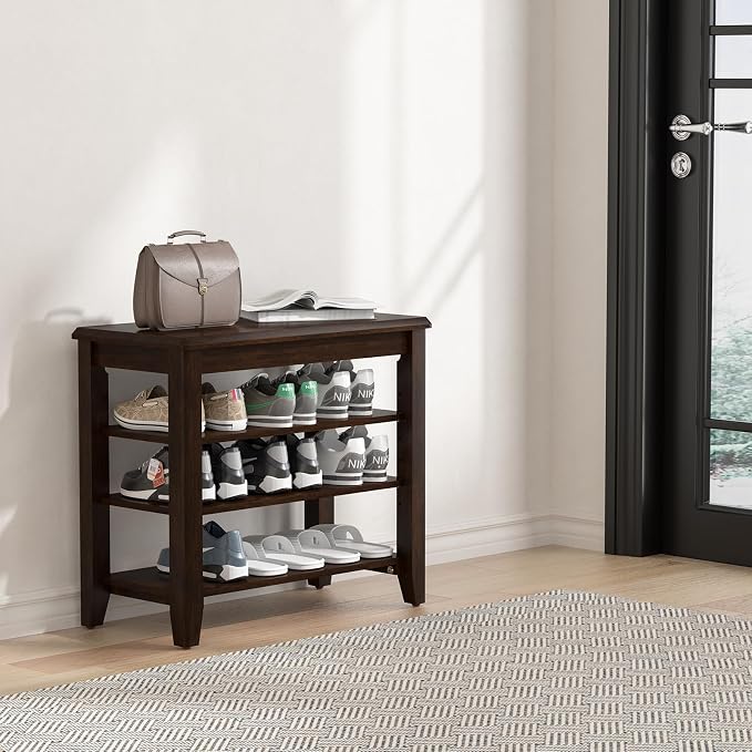 Taitiy Shoe Bench Storage Rubberwood, Entryway Bench - Image 8