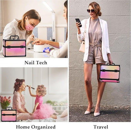 Makeup Case Organizer, Makeup Train Case, Trays Cosmetic Box Portable, - Image 6