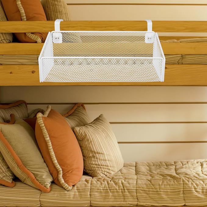 PRETYZOOM Bedside Caddy Hanging Storage Rack Bedside Metal Hanging Shelf - Image 2
