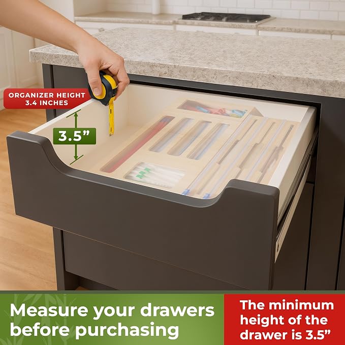 Kitchen Drawer Organizer, 9 in 1 Sandwich Storage Bag Organizer & Foil Wrap - Image 2