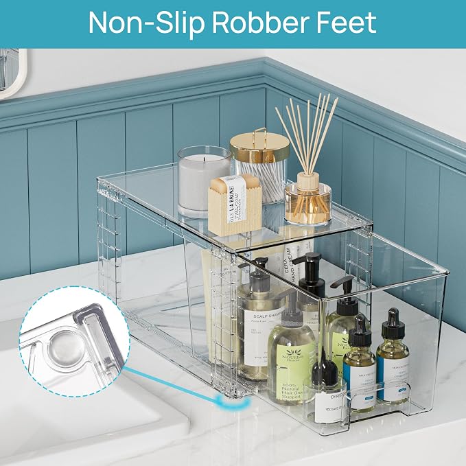 Vtopmart 3 Pack Clear Stackable Storage Drawers, Plastic Drawers - Image 7