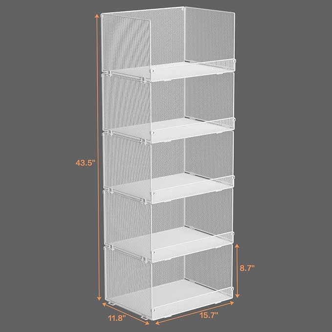 Tiaoheka 5-Tier Stackable Closet Organizers and Storage, Metal Wire Storage - Image 7