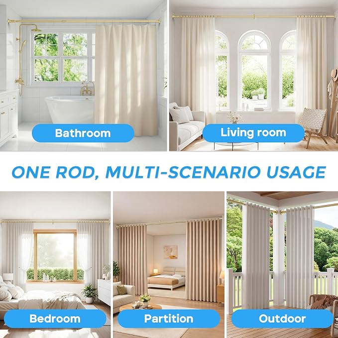 AIZESI 41-144 Inch Heavy Duty Tension Curtain Rod - Image 3