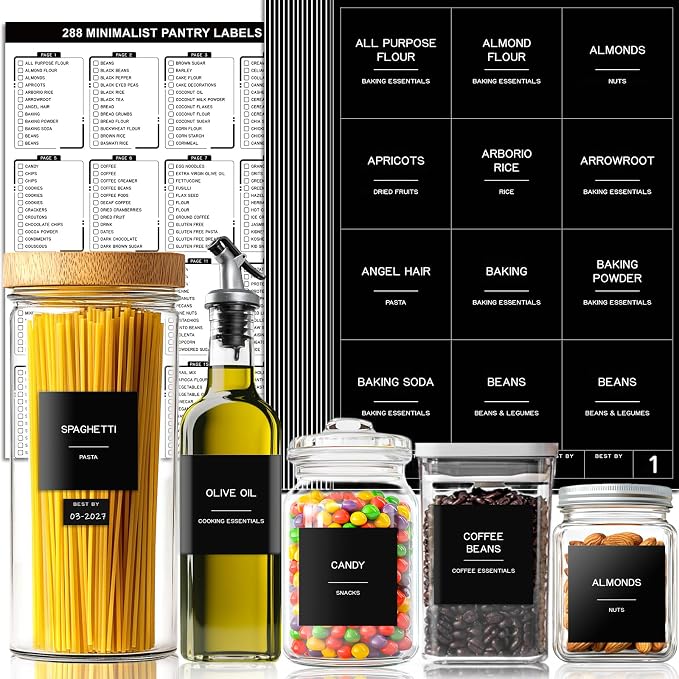 288 Pantry Labels for Food Containers, Jars and Kitchen by Unknown