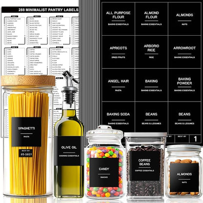 288 Pantry Labels for Food Containers, Jars and Kitchen by Unknown