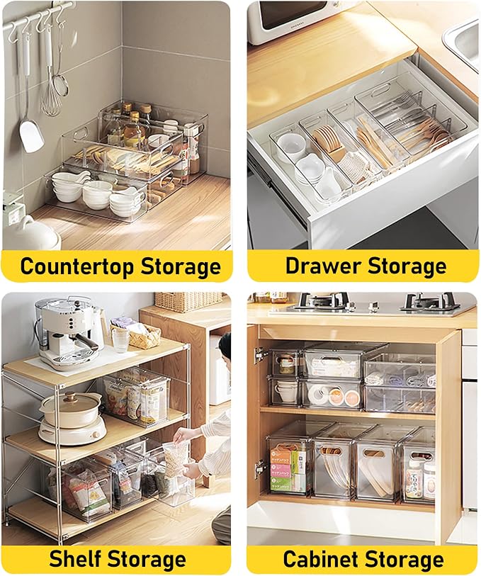 2 Pack Refrigerator Organizer Bins Stackable Fridge Organizer Set - Image 6