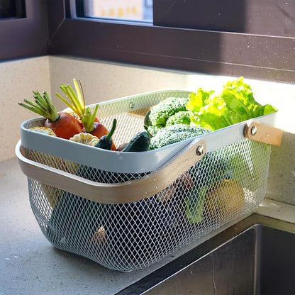 Metal Mesh Steel Harvest Basket, Rectangle Wire Garden Basket - Image 9