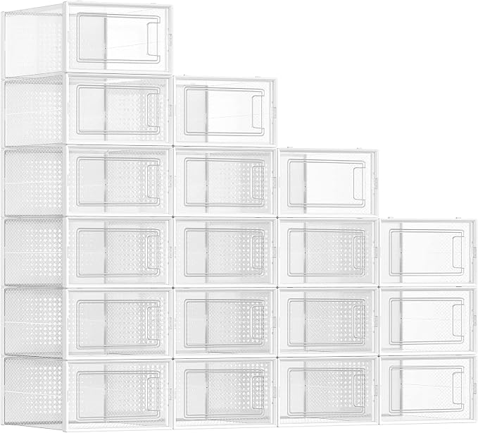 SONGMICS Shoe Boxes, Stackable Clear Plastic Boxes by SONGMICSbySONGMICSHOME