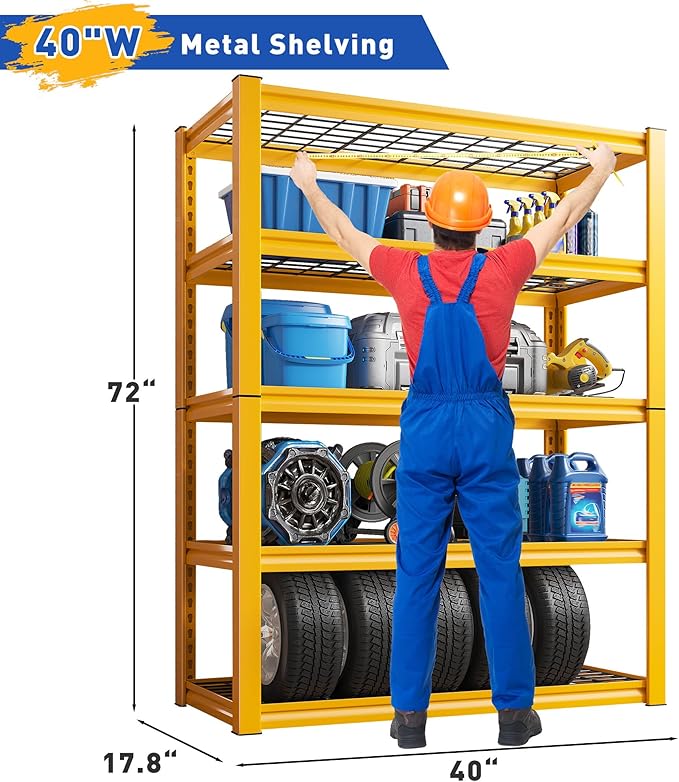 REIBII Storage Shelves 40''W Garage Shelving Heavy Duty Metal Shelving 2000LBS - Image 2