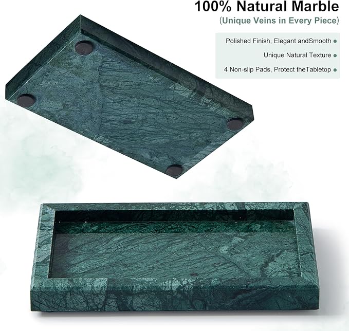 Natural Small Marble Vanity Tray, Luxury Stone Organizer - Image 3