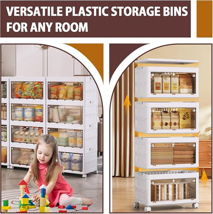 QudraKast 4-Tier Stackable Plastic Storage Bins - 67QT Stackable Storage Bins - - Image 6