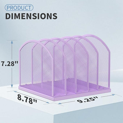 5-Section Vertical Desktop Organizer, 5-Section Mesh File Folder Stand Sorter - Image 2