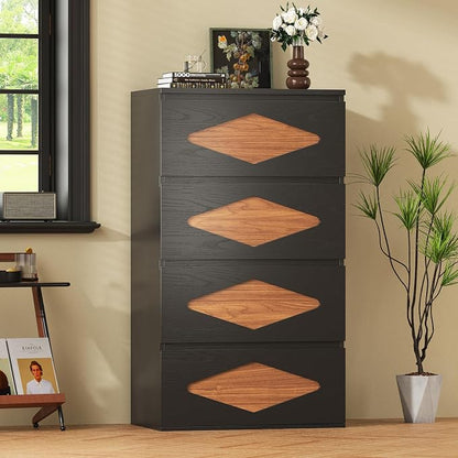 48.3'' Tall Dresser for Bedroom, 4 Chest of Wooden Deep Drawers, Vintage Dresser - Image 6