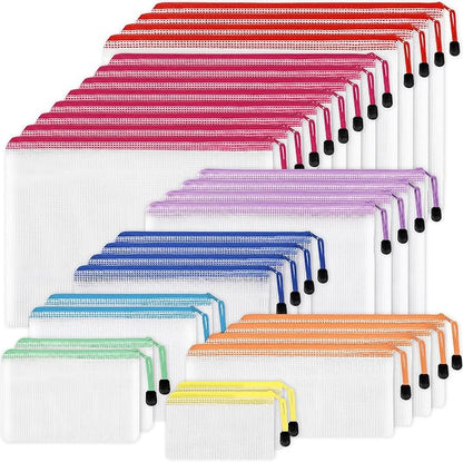 EOOUT 30pcs Mesh Zipper Pouch Bags, 8 Sizes Plastic Bags, 8 Colors Zipper by EOOUT