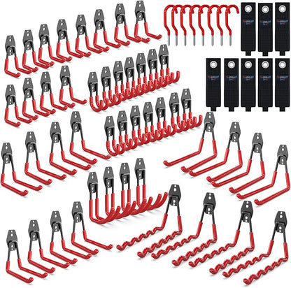 3-H Garage Wall Hooks 62 Pack, Heavy Duty Garage Hooks by 3-H