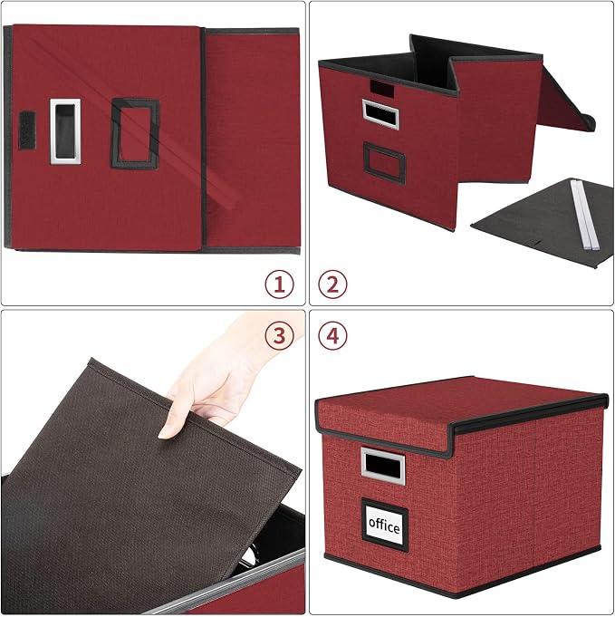 File Organizer Box with Lids, Collapsible File Folder Organizer | File Box with - Image 7