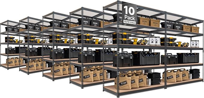 HOMEDANT 5 Tier Storage Shelves Adjustable Laminated Boltless Garage Metal by TheBestOrganizingSolution