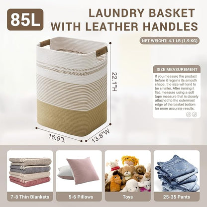 85L Tall Laundry Hamper with Handles - Image 2