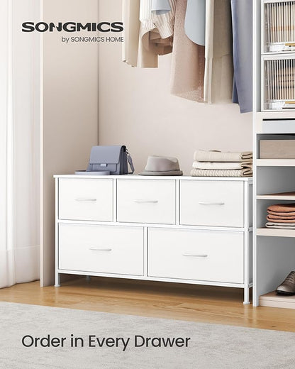 SONGMICS Dresser for Bedroom, Chest of Drawers, TV Stand, 5 Non-Woven Fabric - Image 3