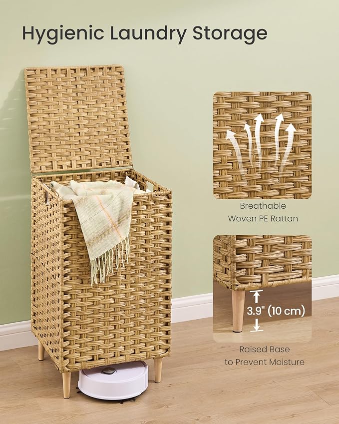 SONGMICS Laundry Hamper with Lid, 25 Gal PE Rattan Laundry Basket with - Image 5