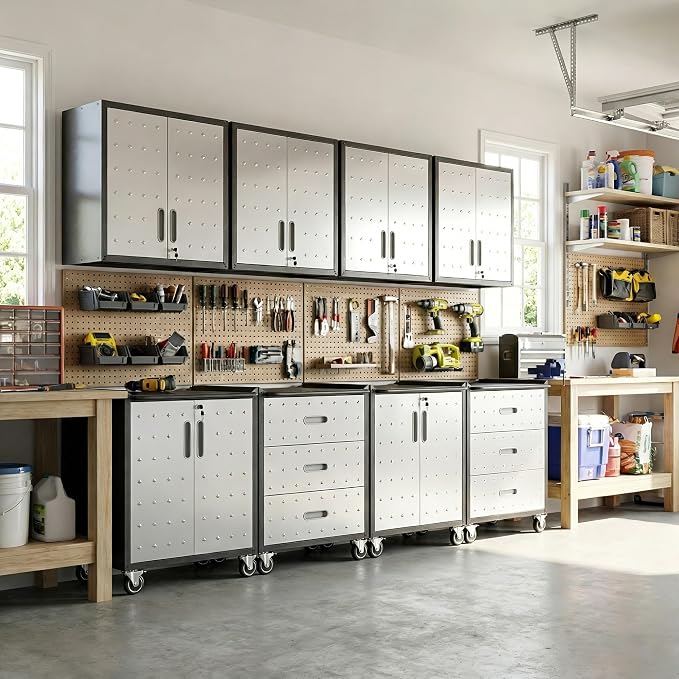 Garage Cabinet System | Heavy Duty Steel All-in-One Modular Garage Cabinet Set by VIYET