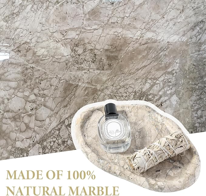Koville Marble Vanity Tray for Bathroom, Cloud Shape Stone Key Tray | 10" x 7" - Image 4