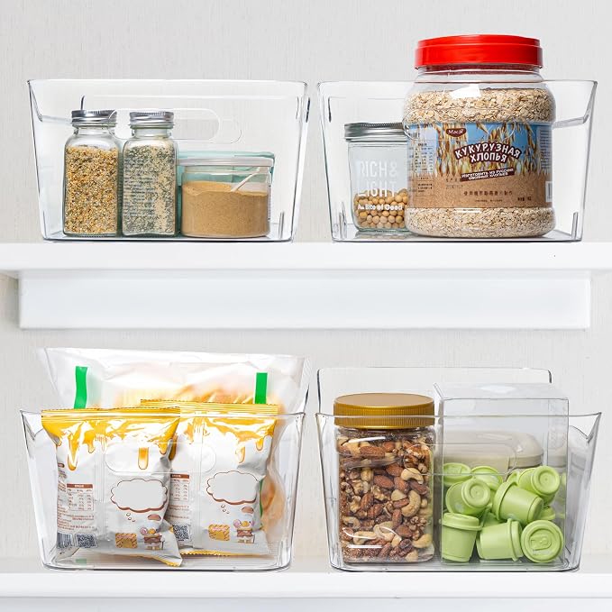 Tiawudi 6 Pack Plastic Storage Bins, Extra Large Pantry Organizer, 13.5" x 10" - Image 7
