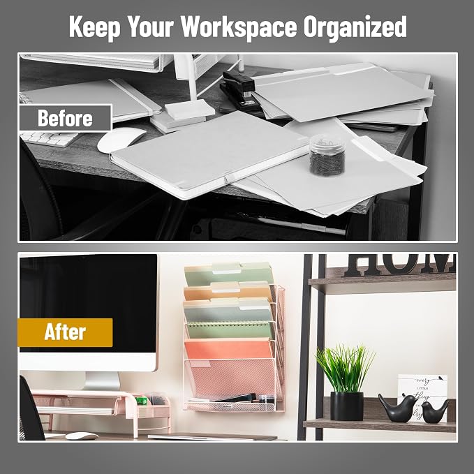 Mind Reader 5-Pocket Vertical File Storage, Desktop Organizer, Wall Mount - Image 5