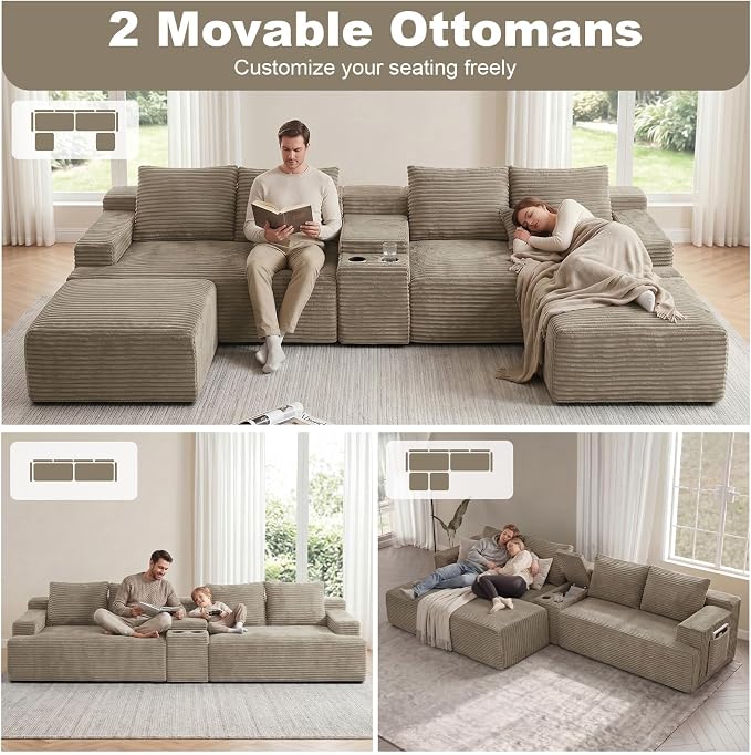GNIXUU 140.6" Oversized U Shaped Boneless Sectional Couches - Image 4