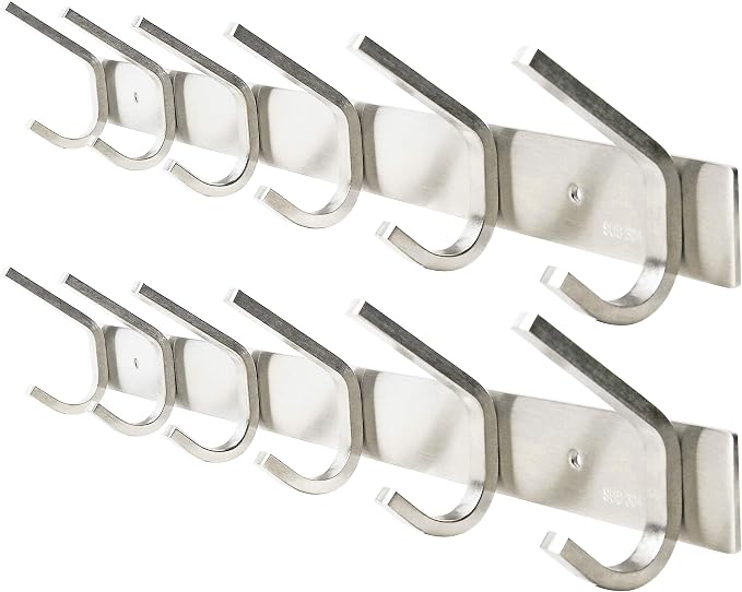 WEBI 2 Packs, Heavy Duty Stainless Steel 304 Hook Rail Coat Rack, Satin Finish - Image 9