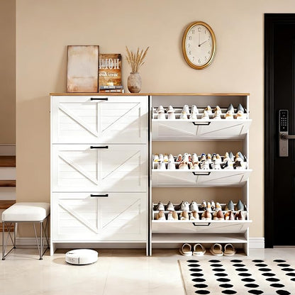 Shoe Cabinet for Entryway, 3 Flip Drawers Shoe Storage Cabinet - Image 7