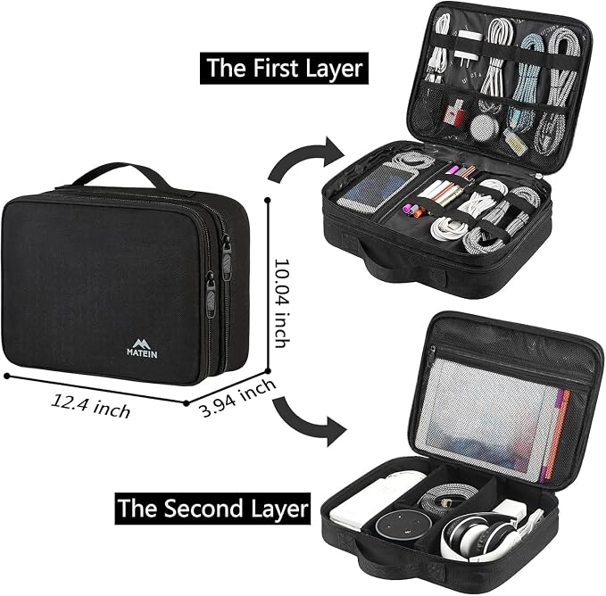 MATEIN Cable Organizer Bag, Large Travel Storage Bag, Sturdy Tool Case | - Image 3