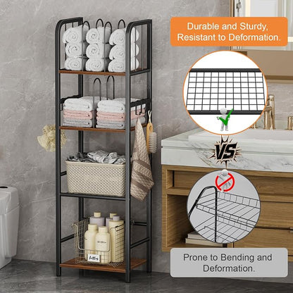 Snughome Towel Rack Free Standing 4-Tier M-Shaped Detachable Dividers, Metal - Image 3
