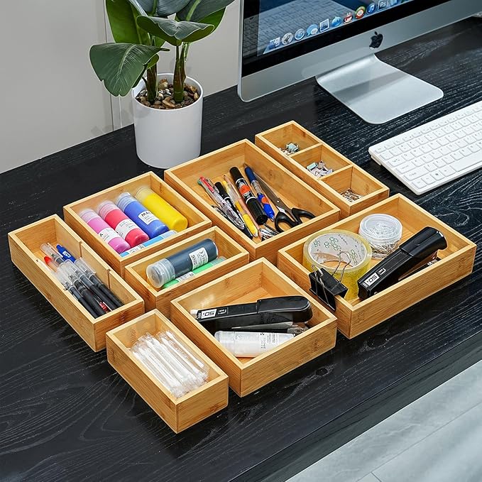 Fabsome Drawer Organizer, Small Wooden Container Tray - Image 4