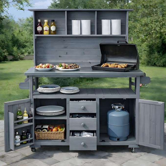 Merax Potting Bench with Stainless Steel top - Image 6