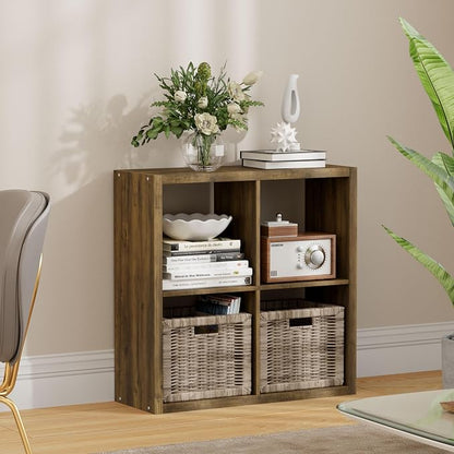 4 Cube Storage Organizer, 2x2 Cube Bookshelf, Cubby Storage Shelf, Wooden by JPIZISO
