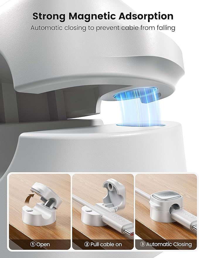 6 Pack Magnetic Cable Clips – Cord Organizer & Holder, Toocki Adhesive Cable - Image 4